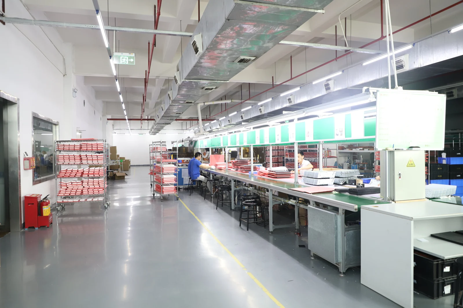 Wide view of the keyboard assembly workshop at our manufacturing partner