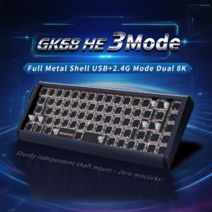 Custom 3-in-1 Mode GK68HE 8K Magnetic / Mechanical Switch Gaming Keyboard Kit Aluminum Case