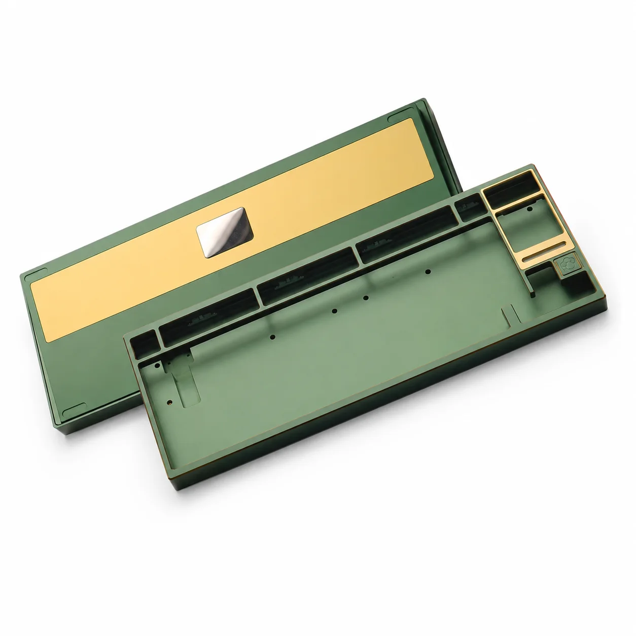 80-layout green and gold aluminum keyboard case