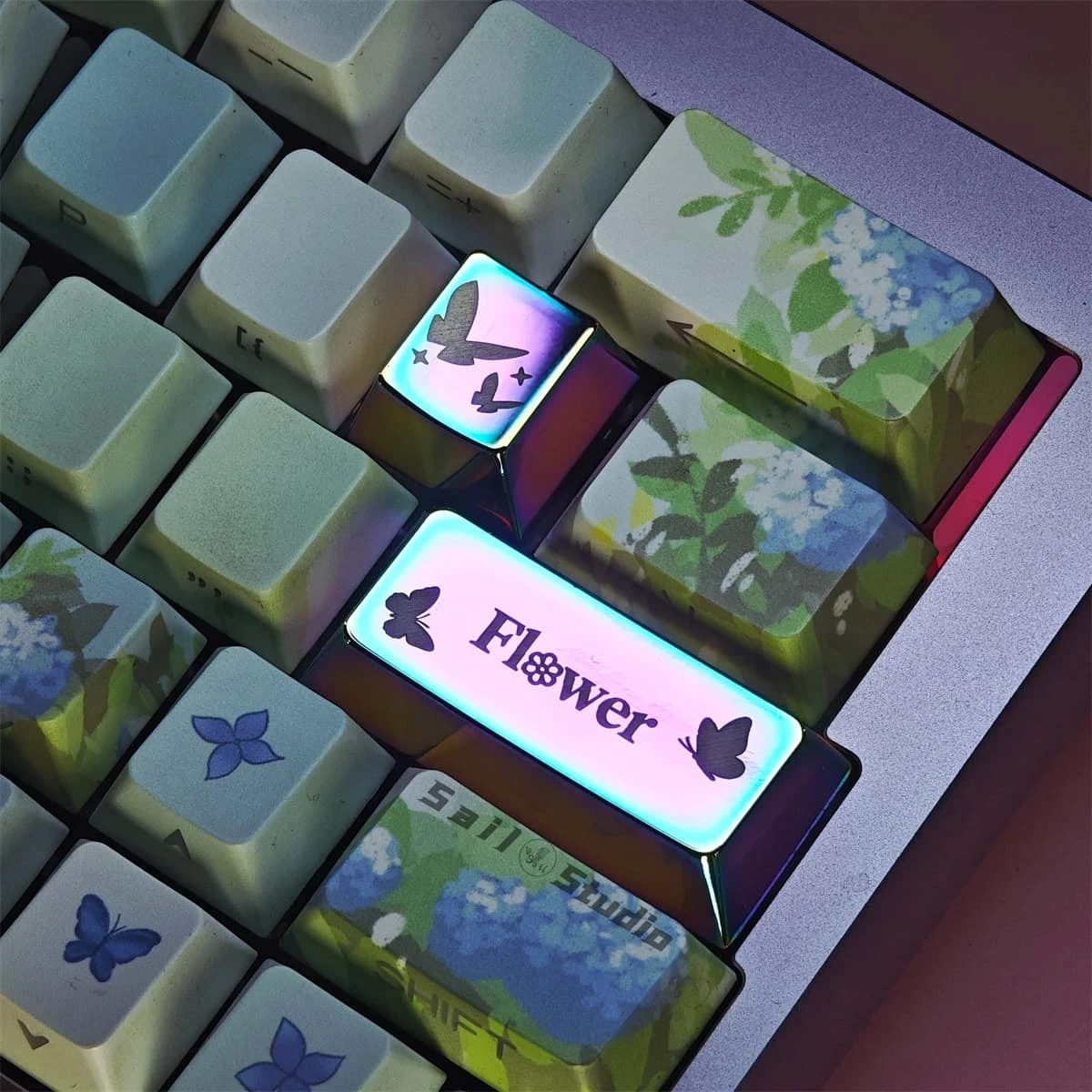 Colorful butterfly metal keycaps
