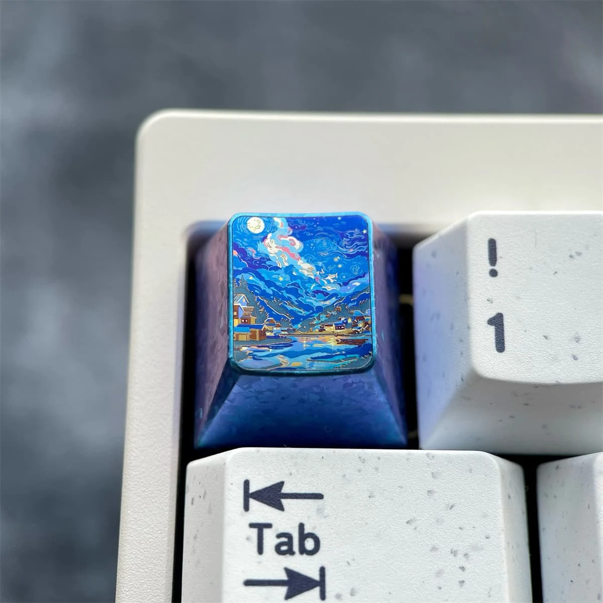 Ice-crystal blue titanium keycap