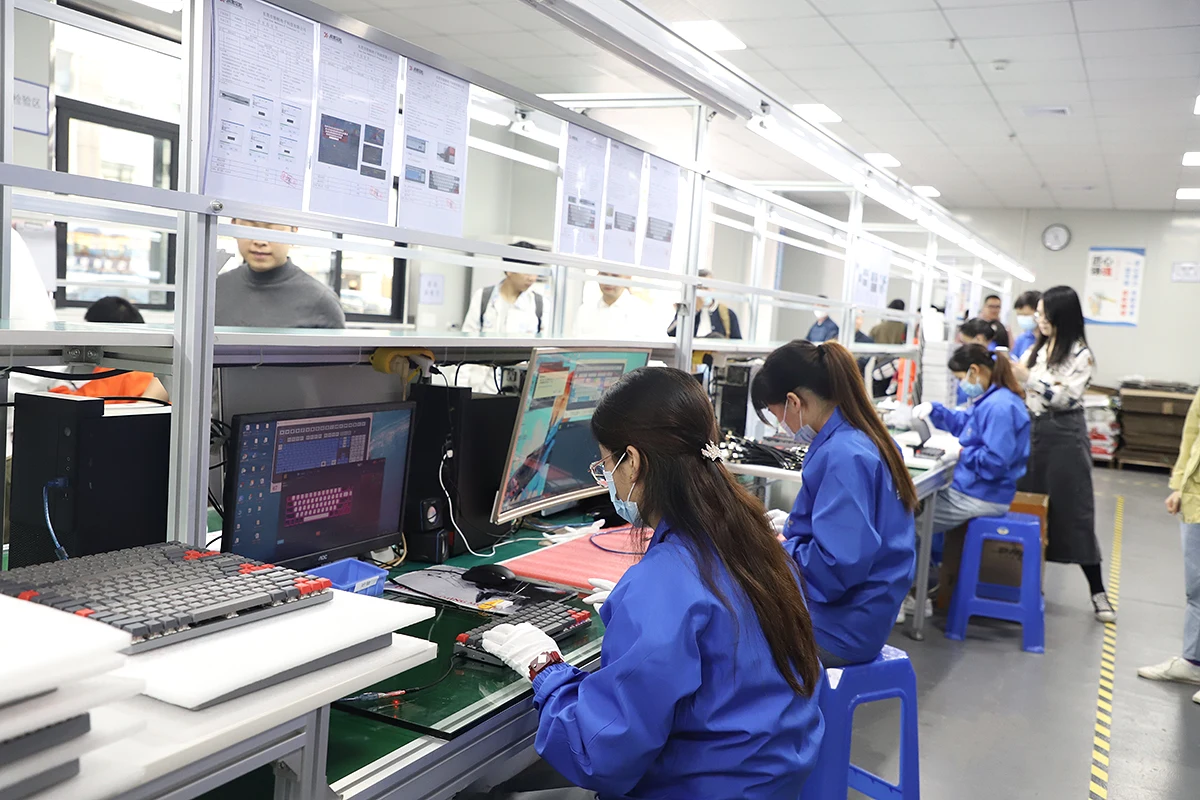Keyboard inspection line at a manufacturing partner